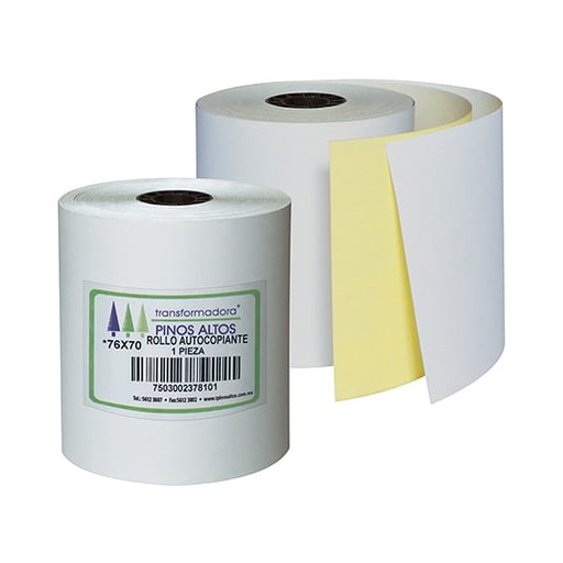 [PIN-ROL-RBA7570] Rollo de papel autocopiante Pinos Altos 76 x 70 mm 50 rollos a granel