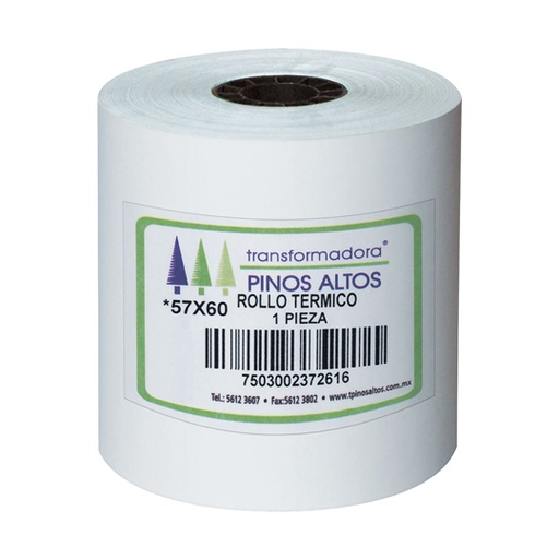 Rollo de Papel Térmico Pinos Altos 57 X 60 Mm Caja con 50 Rollos a Granel