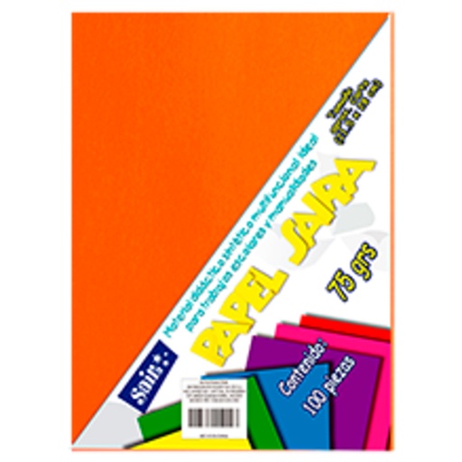 [SAJ-PAP-06NAR] Paquete de hojas de color saira tamaño carta naranja 75 grs 100 hojas