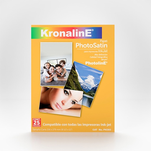 [KRO-PAP-H393] Papel fotografico Kronaline satin tamaño carta paquete con 25 hojas