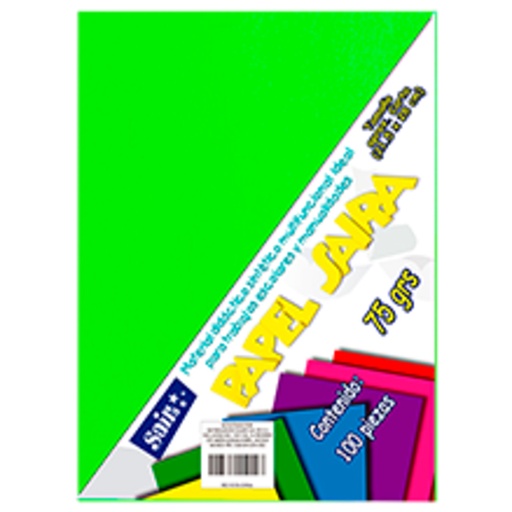Paquete de Hojas de Color Saira Tamaño Carta Verde Manzana 75 Grs 100 Hojas