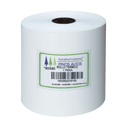 [PIN-ROL-RT8080] Rollo de papel térmico Pinos Altos 80 x 80 mm caja con 50 rollos a granel
