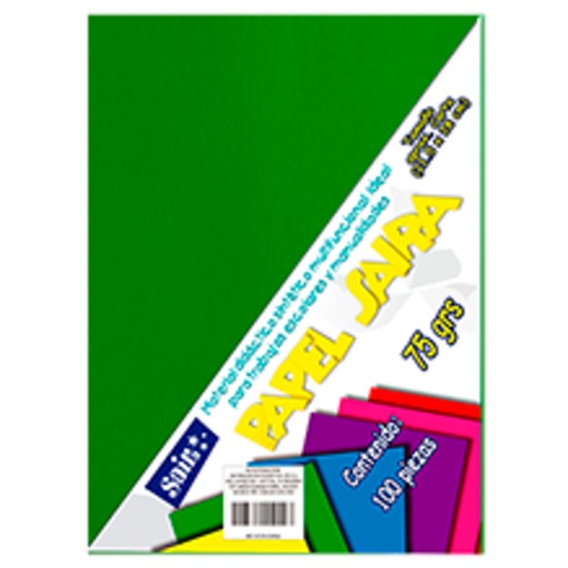 [SAJ-PAP-20VEBA] Paquete de hojas de color saira tamaño carta verdebandera 75 grs 100 hojas