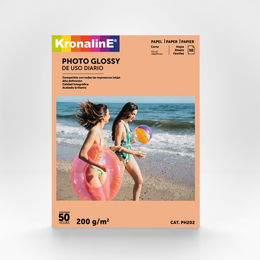 Papel Fotografico Kronaline Photo Glossy Tamaño Carta Paquete con 50 Hojas