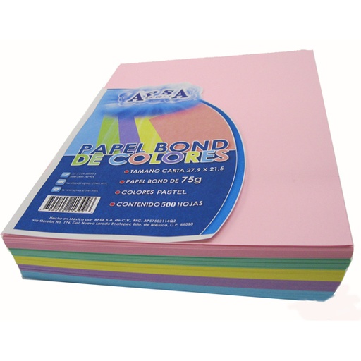 Hojas de Color Tamaño Carta Apsa Colorespastel Paquete con 500 Hojas