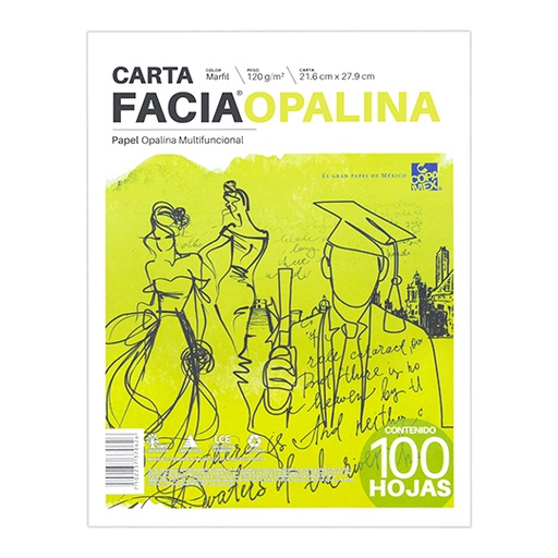 Paquete de Papel Opalina Marfil 120gr. Facia Tamaño Carta Paquete 100 Hs