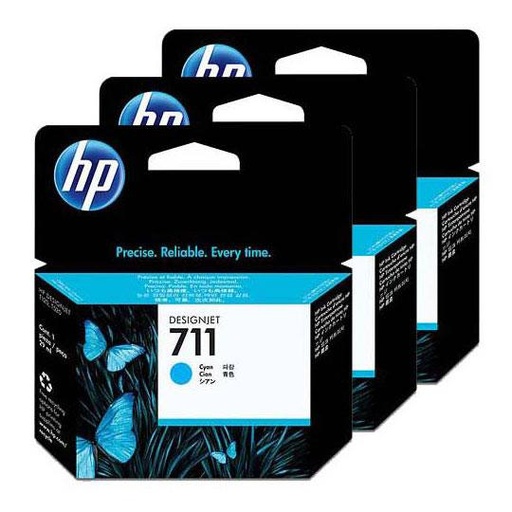 [HP-TIN-CZ134A] HP 711 PAQUETE DE 3 CARTUCHOS DE TINTA CIAN 29ML PARA HP DESIGNJET T120 Y HP DES