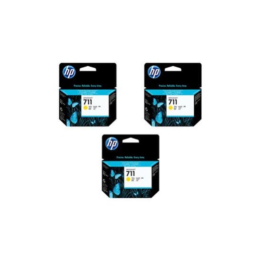 HP 711 Paquete de 3 Cartuchos de Tinta Amarilla 29ML para HP Designjet T120 y HP