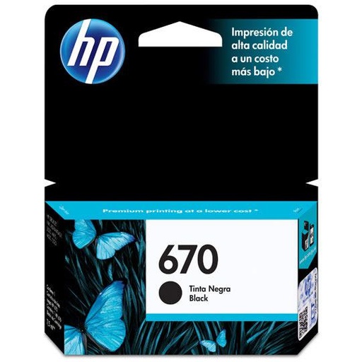 [HP-TIN-CZ113AL] Cartucho de Tinta Negra HP 670.