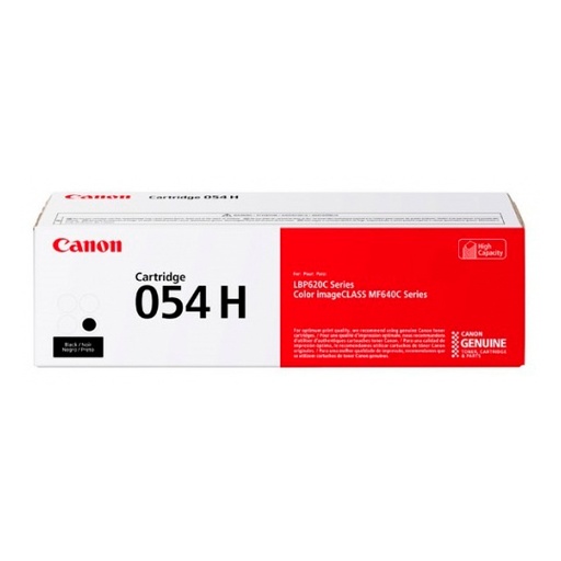 Tóner Canon Cartridge 054H Alto Rendimiento, Color Negro, Rendimiento de 3100 P