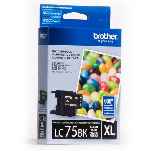 [BRO-TIN-LC75BK] Cartucho brother de tinta negro LC75BK.
