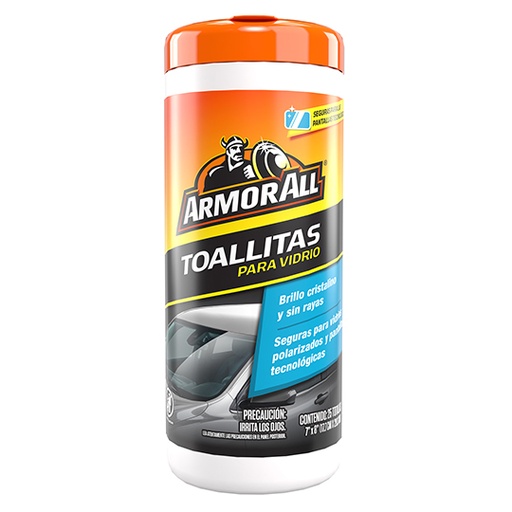 [ARM-TOA-GLS] Toallas Armor All para cristal de vehiculos, bote con 25 pz