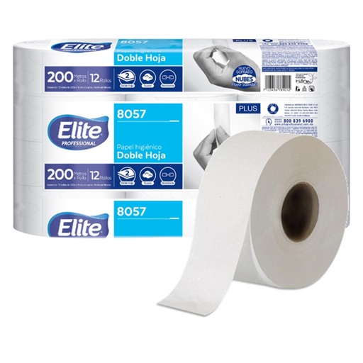 [ELI-HIGJR-38057] Papel Higiénico blanco Elite, caja c/12 rollos jr 200m hjs