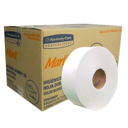 [LKC-HIGSR-90532] Papel Higiénico blanco Marli,caja c/6 bobinas jumbo 360 m mod 90532