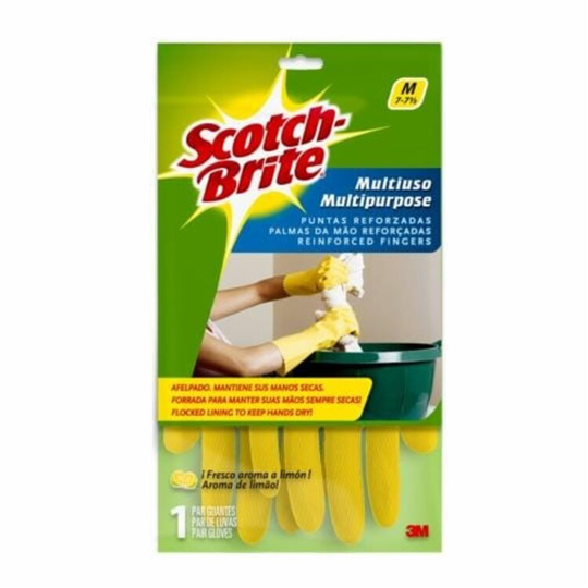 Guantes de latex amarillos afelpados Scotch-brite 3M tamaño mediano ...