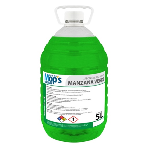 [MOP-JABMZ-5L] Jabon para manos antibacterial Super mops aroma manzana 5 Lt.