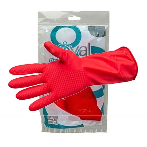 [OVA-GUANTE-CH] Guantes de latex rojo Oval tamaño chico.