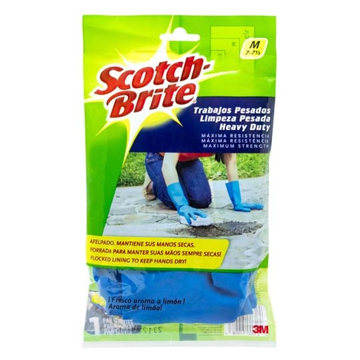 [3M-GUANTE-TMD] Guantes de latex azules afelpados Scotch-brite 3M tamaño mediano