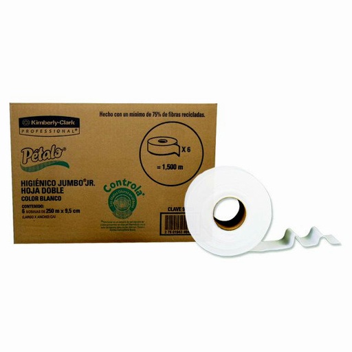 [LKC-HIGJR-90500] Papel Higiénico blanco Petalo, caja c/6 bobinas 250m jumbo mod 90553