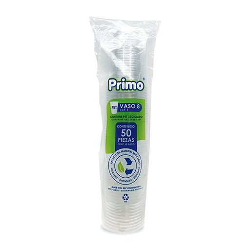 [PRIM-VASO-PETN8] Vaso de Primo pet No. 8 caja con 20 paquetes de 50 pzas