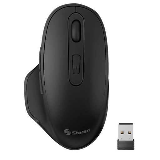 [STE-MOU-5840NE] Mouse inalámbrico STEREN ergonómico con batería recargable color negro