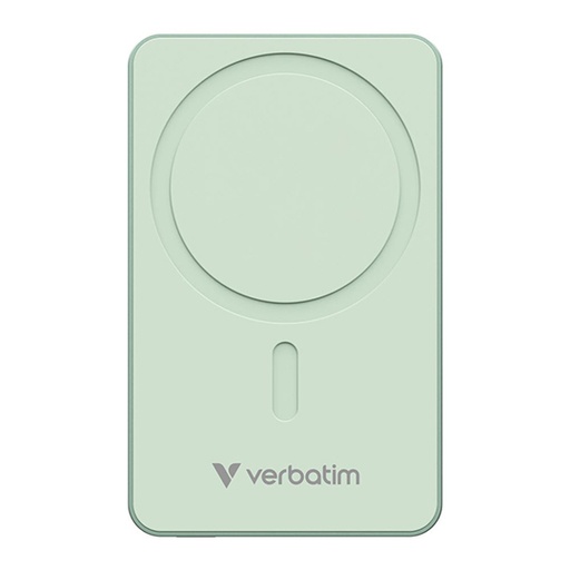 [VER-ACC-32228] Power Bank Verbatim 10000 mAh verde con carga inalámbrica magnética y USB-C PD.