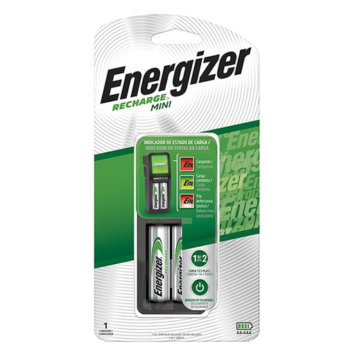 [ENE-CAR-CH2PC3] Cargador mini Energizer con 2 pilas AA.