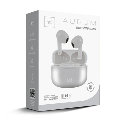 [STF-AUD-E01393] Audífonos inalámbricos STF Aurum TWS color plata