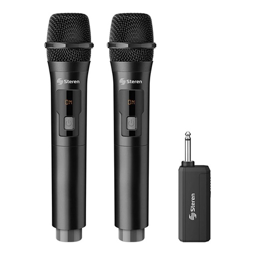 [STE-MIC-288R] Sistema de 2 micrófonos inalámbricos, con batería recargable Steren 2 pzas