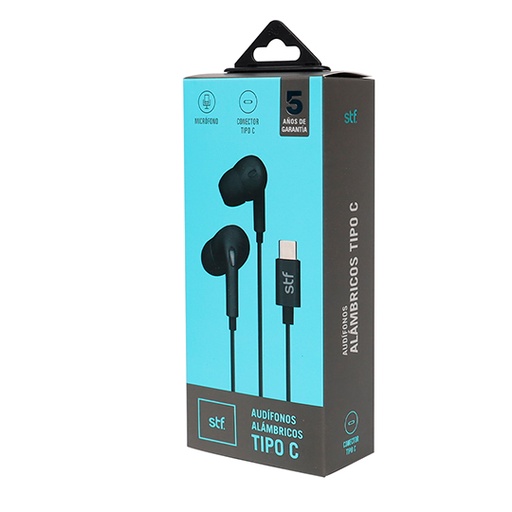 [STF-AUD-E60969] Audífonos alambricos STF entrada tipo C con microfono color negro