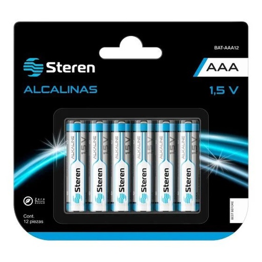 [STE-PIL-AAA12] Pila alcalina AAA STEREN blister 12 pzas.