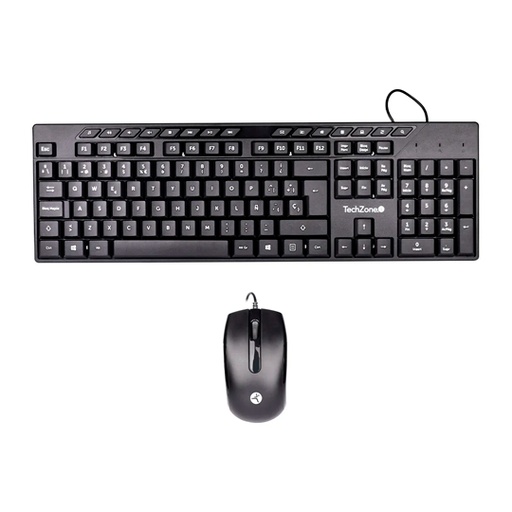 [TZ-ACC-TZACCBA] Kit Teclado Y Mouse Estándar Techzone Alámbrico