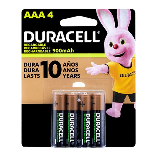 [DUR-PIL-RECAAA] Pila recargable Duracell AAA blíster con4 pzas