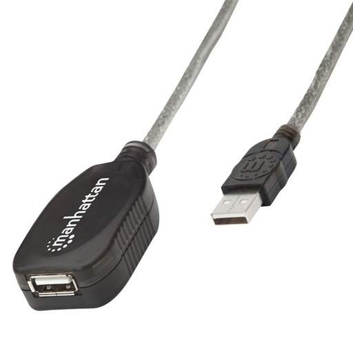 [IC-CO-519779] CABLE EXTENSION ACTIVA USB A-B V2.0, 4.9 METROS COLOR PLATA, MACHO-HEMBRA