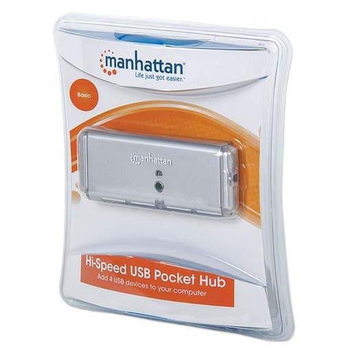 [IC-CO-160599] Hub Manhattan USB v2.0 4 puertos mini plata