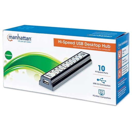[IC-CO-161572] Hub Manhattan USB v2.0 10 ptos con fuente gris