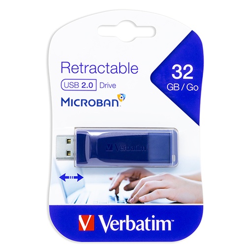 [VER-ACC-97408] Memoria Verbatim USB 32GB retráctil azul.