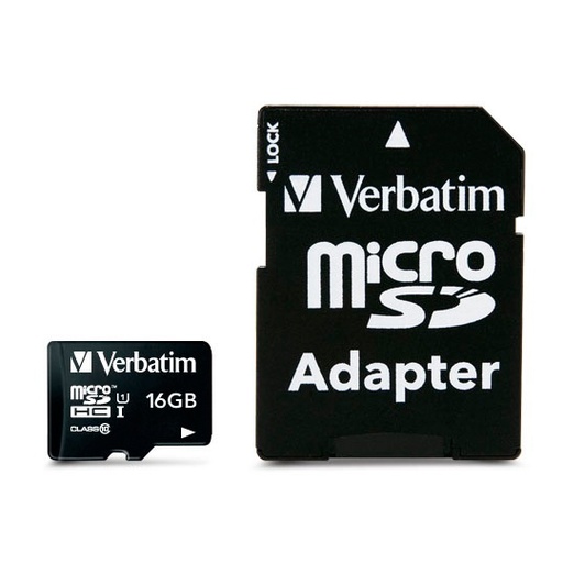 [VER-ACC-44082] Microsd Verbatim 16GB clase 10 con adaptador