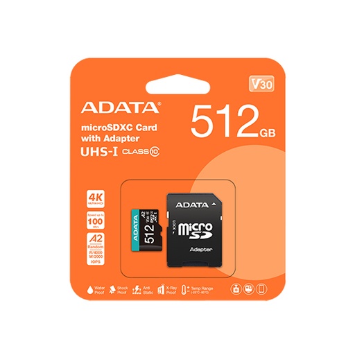 [ME-ADA-AUSD512P] Memoria Flash Adata Premier Pro, 512GB MicroSDXC UHS-I Clase 10, con Adaptador