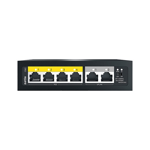 [NET-SW-P106C] Switch pow Netis 4+2 puertos 100M, 65W