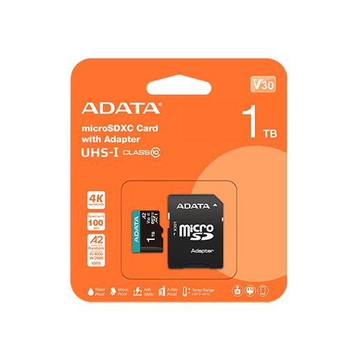 [ME-ADA-AUSDX1] Memoria Flash Adata V30, 1TB MicroSDXC UHS-I Clase 10, con Adaptador