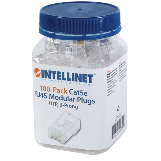 [IC-CO-502399] Plug Intellinet RJ45 CAT 5e UTP solido 100 pzas