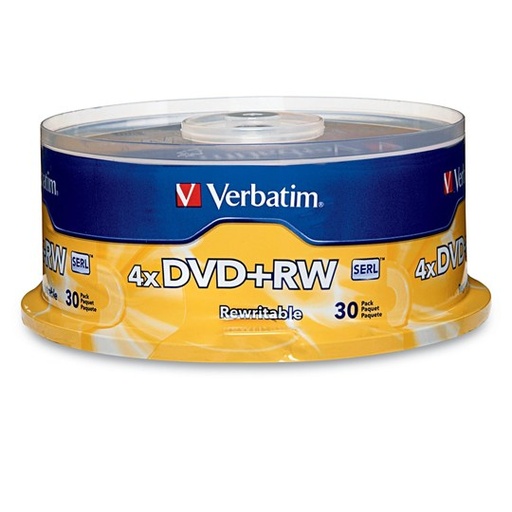 [VER-DIS-94834D] Disco Verbatim DVD-RW 4x 4.7 GB torre con 30 pzas