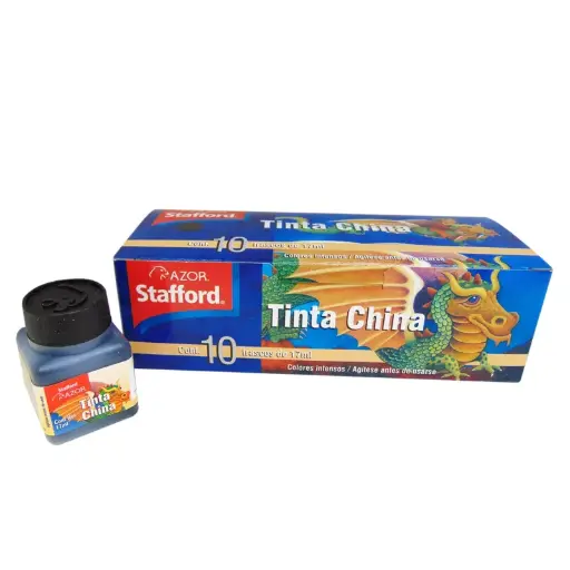 [20109161] TINTA CHINA STAFFORD 17ML NEGRO ATADO DE 10 PZAS.