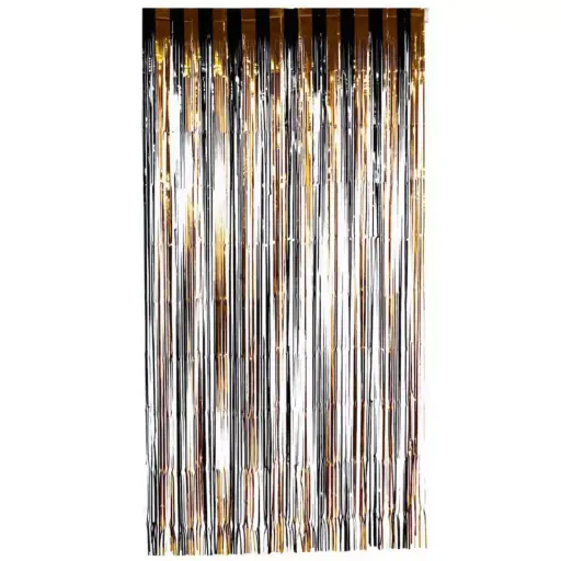 [349080076] CORTINA DECORATIVA FOIL 1X2M 8998-F ORO NEGRO