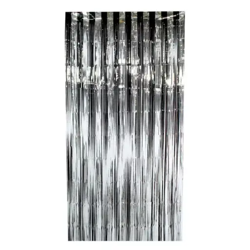 [349080075] CORTINA DECORATIVA FOIL 1X2M 8998-E NEGRO PLATA