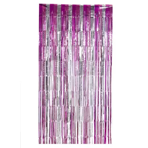 [349080074] CORTINA DECORATIVA FOIL 1X2M 8998-D ROSA PLATA