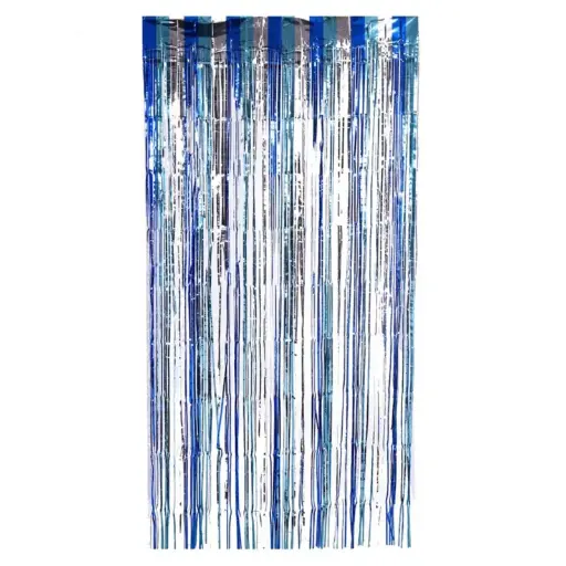 [349080073] CORTINA DECORATIVA FOIL 1X2M 8998-C AZUL PLATA