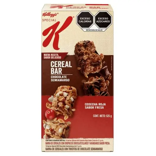 [750100805150] Barra de Cereal Special K Kellogg's Chocolate Semiamargo y Fresa 25 pzas de 21 g c/u