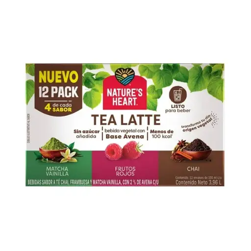 [981039186] Pack de Bebida Sabor a Té Nature's Heart Tea Latte 12 pzas 330 ml c/u